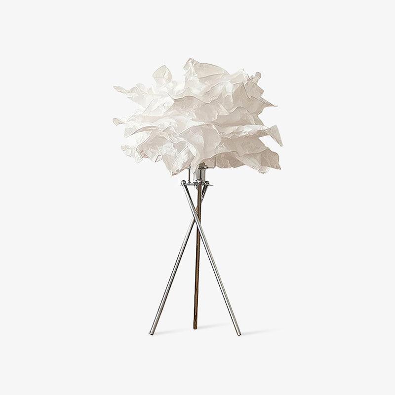Modern Rice Paper Table Lamp with Chrome Metal Base for Bedside Decor