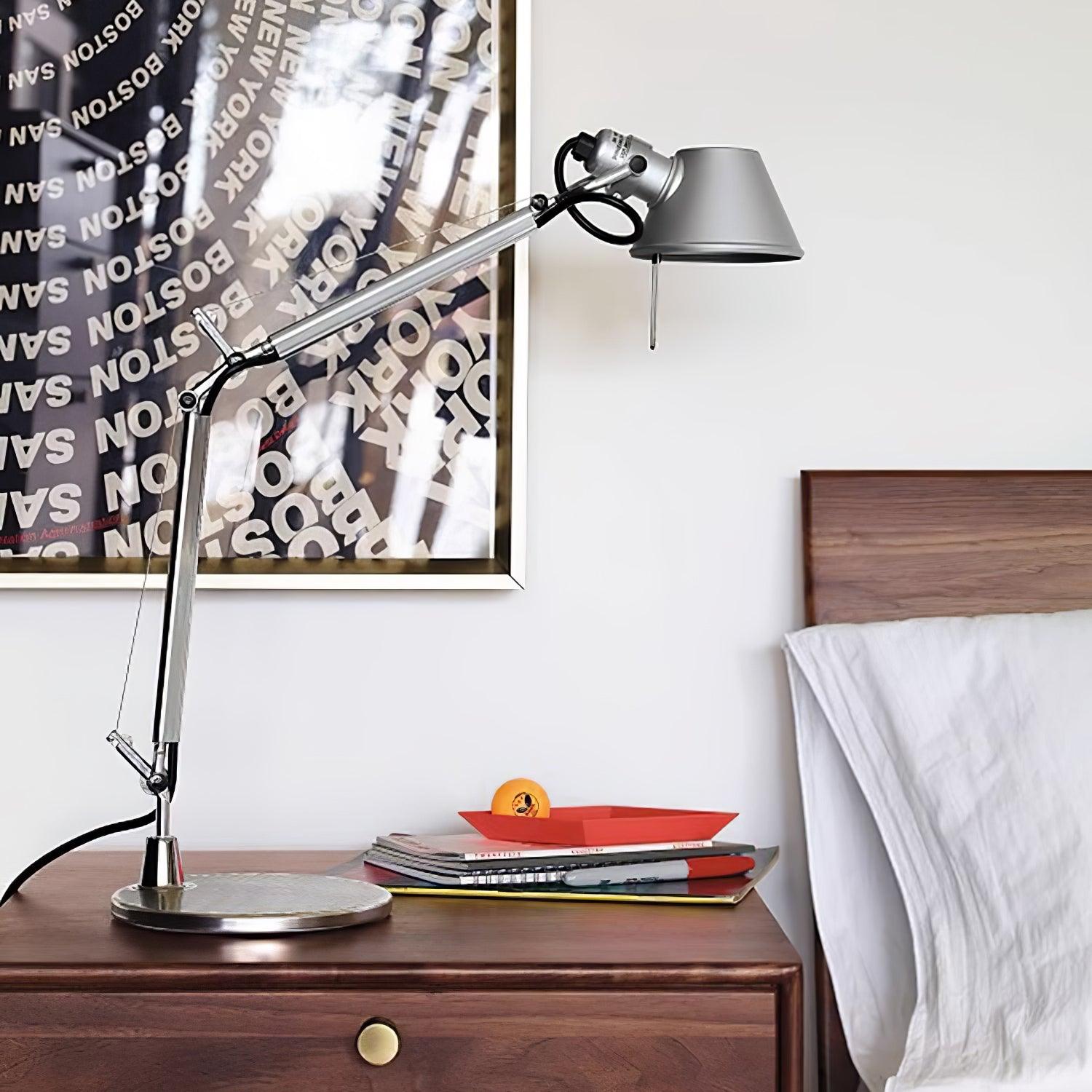 Modern Adjustable Aluminum Swing Arm Desk Lamp with Conical Shade for Task Lighting and Home Office