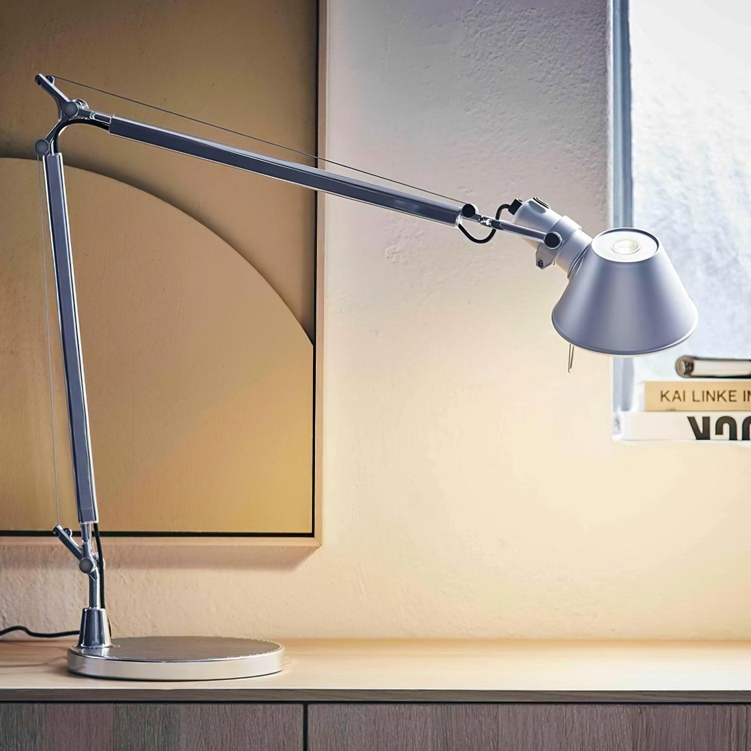 Modern Adjustable Aluminum Swing Arm Desk Lamp with Conical Shade for Task Lighting and Home Office