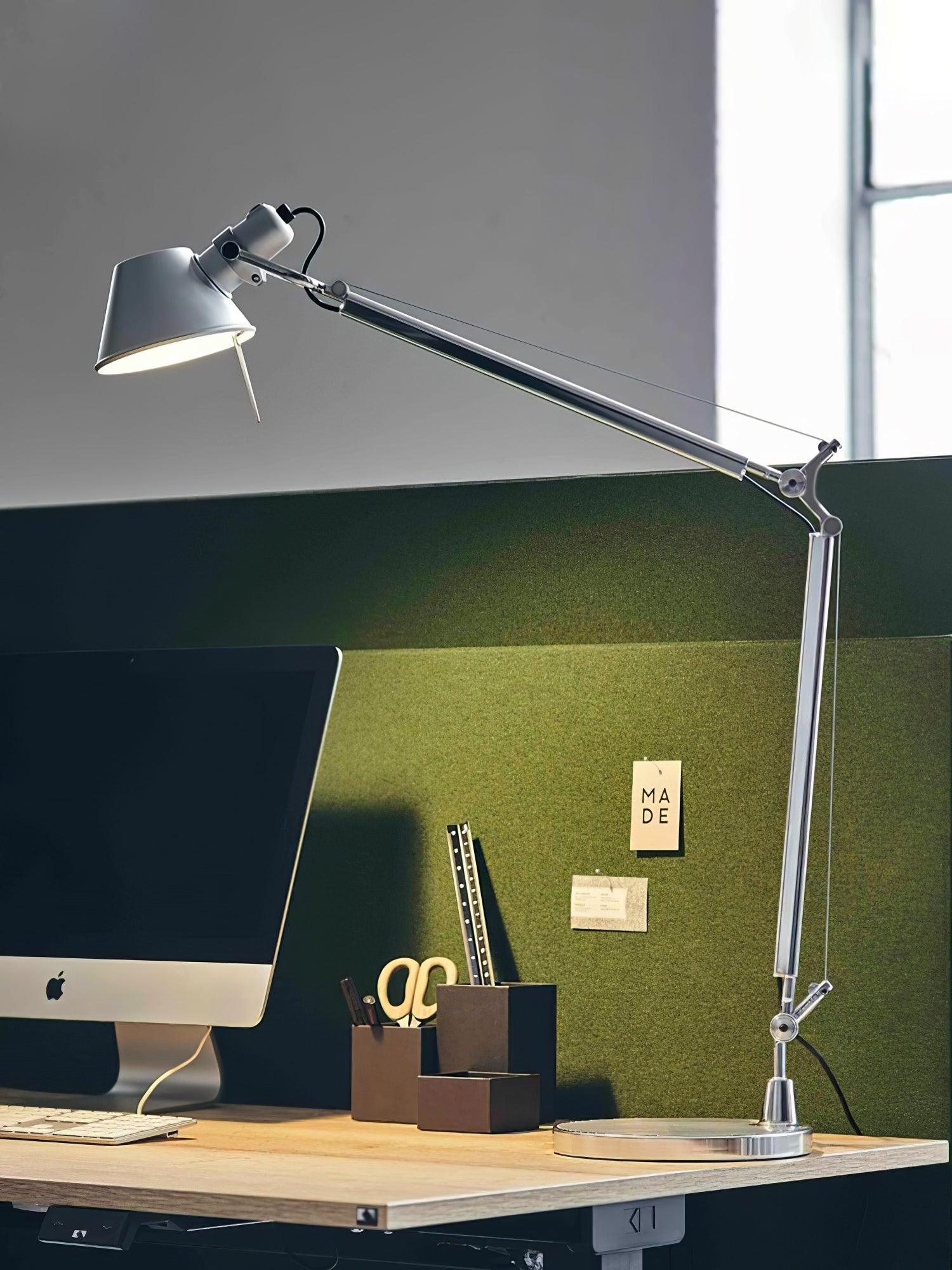 Modern Adjustable Aluminum Swing Arm Desk Lamp with Conical Shade for Task Lighting and Home Office