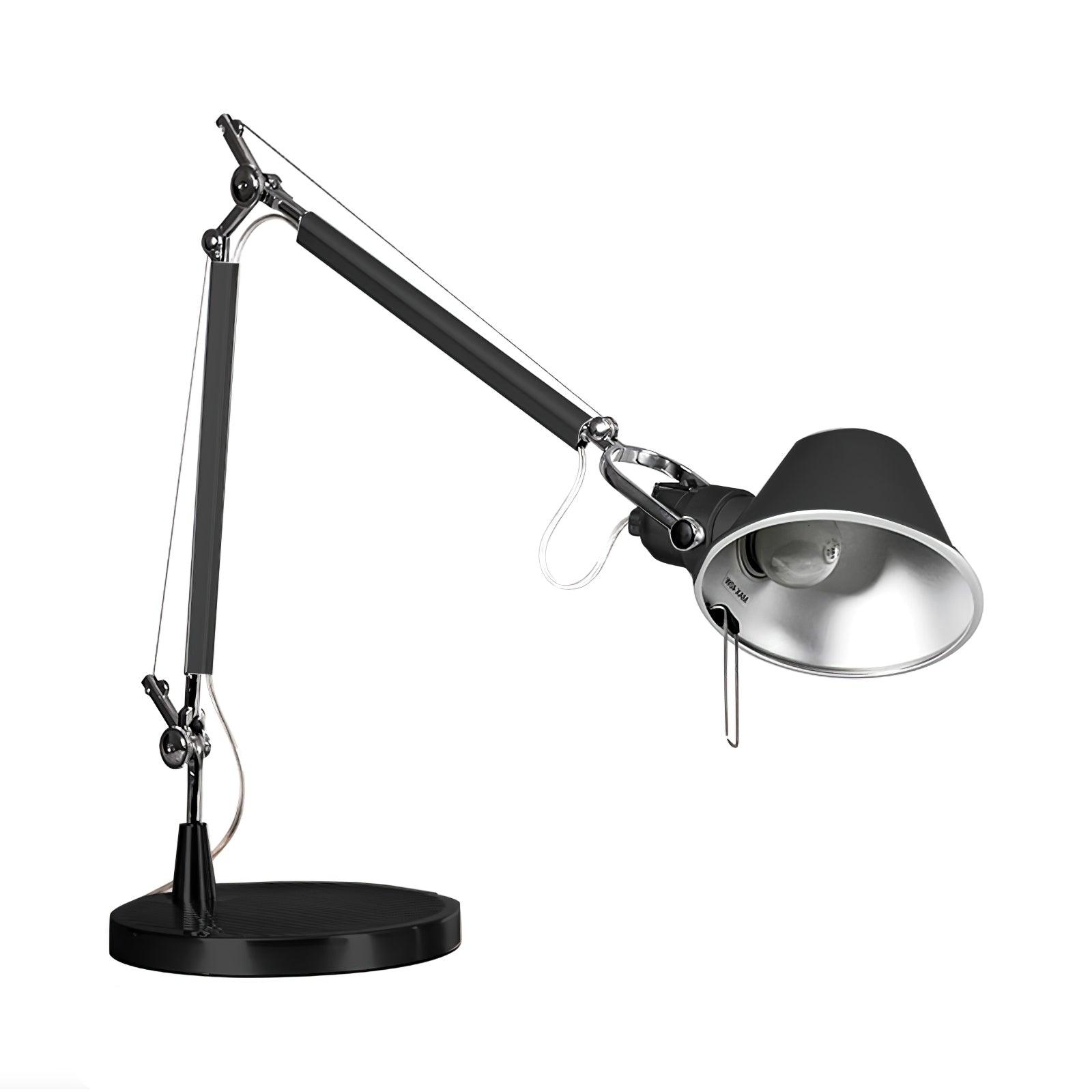 Modern Adjustable Aluminum Swing Arm Desk Lamp with Conical Shade for Task Lighting and Home Office