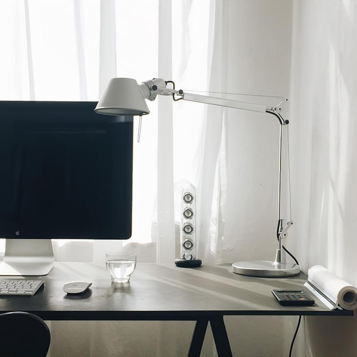 Modern Adjustable Aluminum Swing Arm Desk Lamp with Conical Shade for Task Lighting and Home Office