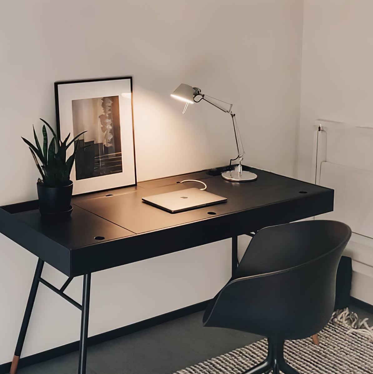 Modern Adjustable Aluminum Swing Arm Desk Lamp with Conical Shade for Task Lighting and Home Office