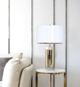 Elegant Parker Gold Side Table Lamp with White Fabric Shade for Modern Home Lighting