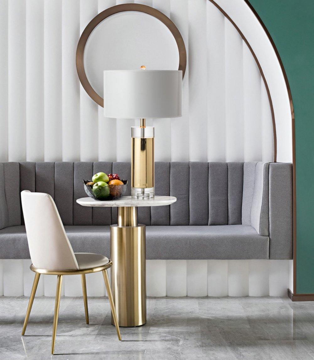 Elegant Parker Gold Side Table Lamp with White Fabric Shade for Modern Home Lighting