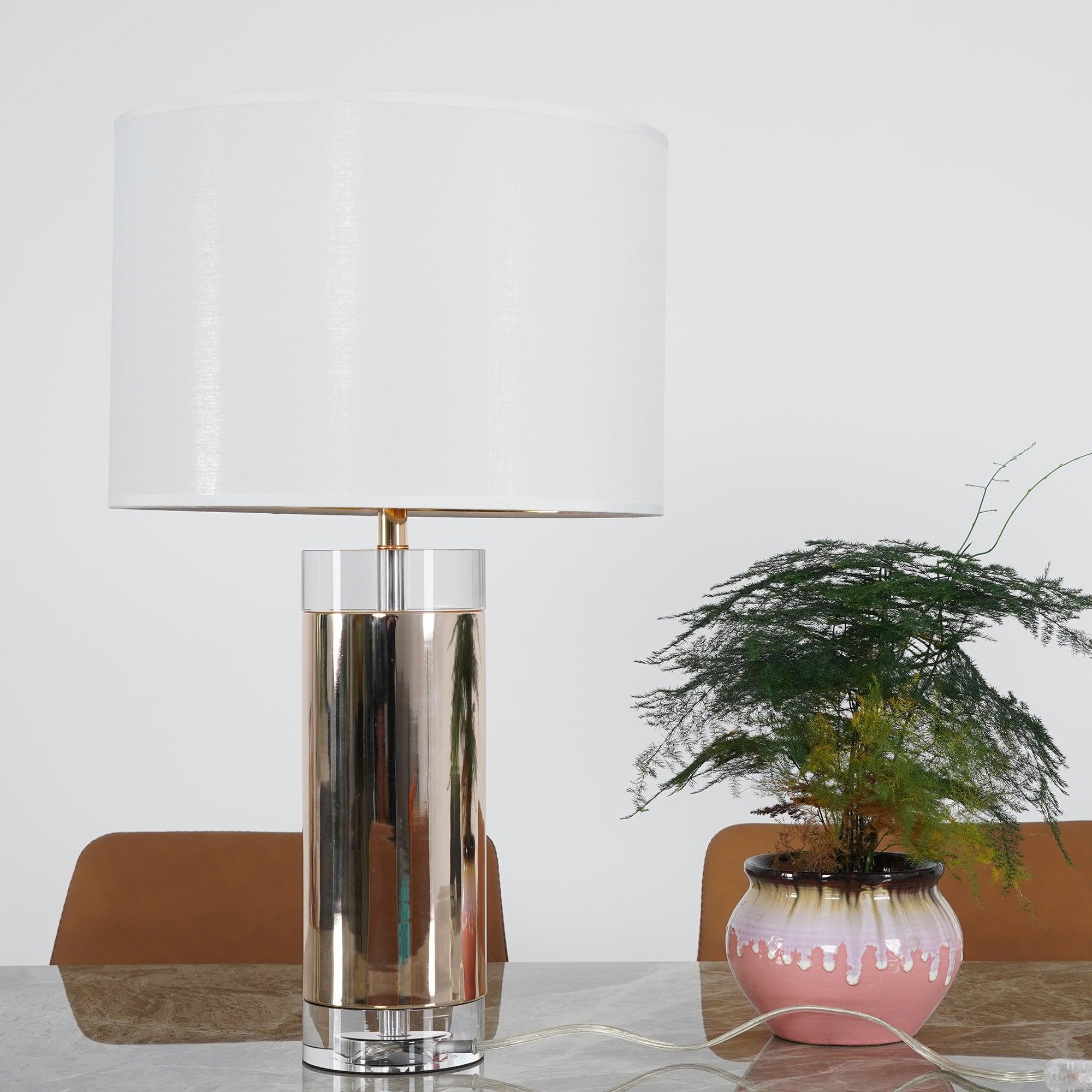 Elegant Parker Gold Side Table Lamp with White Fabric Shade for Modern Home Lighting