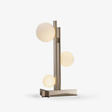 Mid Century Modern Triple Glass Globe Table Lamp with High Gloss Faux Copper Frame