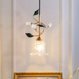 floral-glass-pendant-light-with-crystal-accents-and-pastoral-flower-design