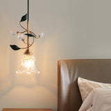floral-glass-pendant-light-with-crystal-accents-and-pastoral-flower-design