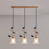 floral-glass-pendant-light-with-crystal-accents-and-pastoral-flower-design
