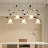 floral-glass-pendant-light-with-crystal-accents-and-pastoral-flower-design