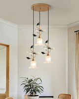 floral-glass-pendant-light-with-crystal-accents-and-pastoral-flower-design
