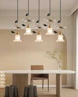 floral-glass-pendant-light-with-crystal-accents-and-pastoral-flower-design