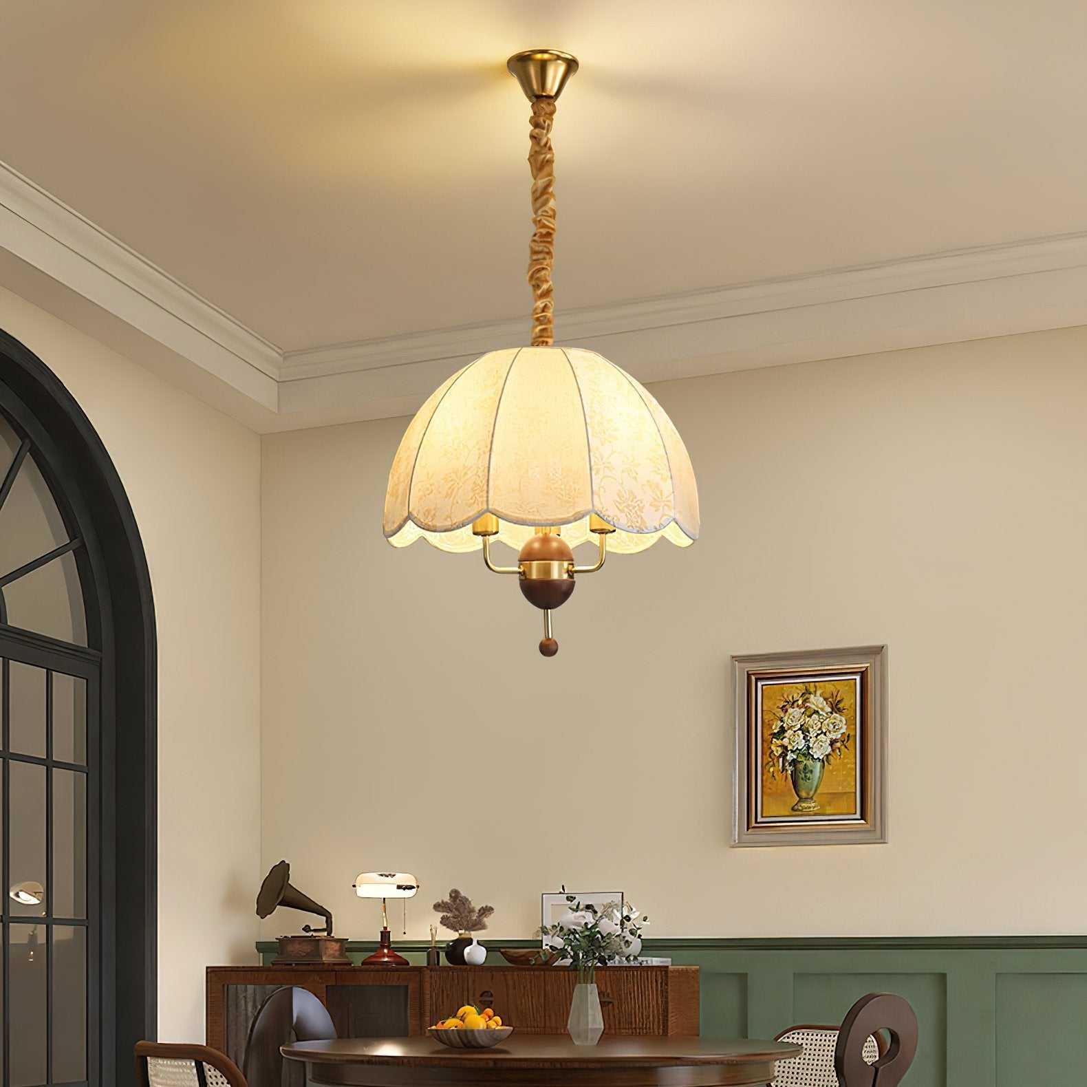 rustic-scalloped-fabric-floral-pendant-light-with-wood-accents-for-dining-room-and-living-space