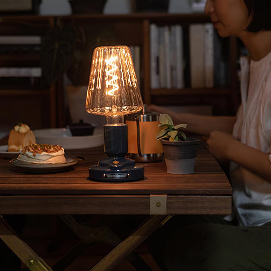 Portable Pastry Ceramic Table Lamp with Integrated LED and Rechargeable Battery