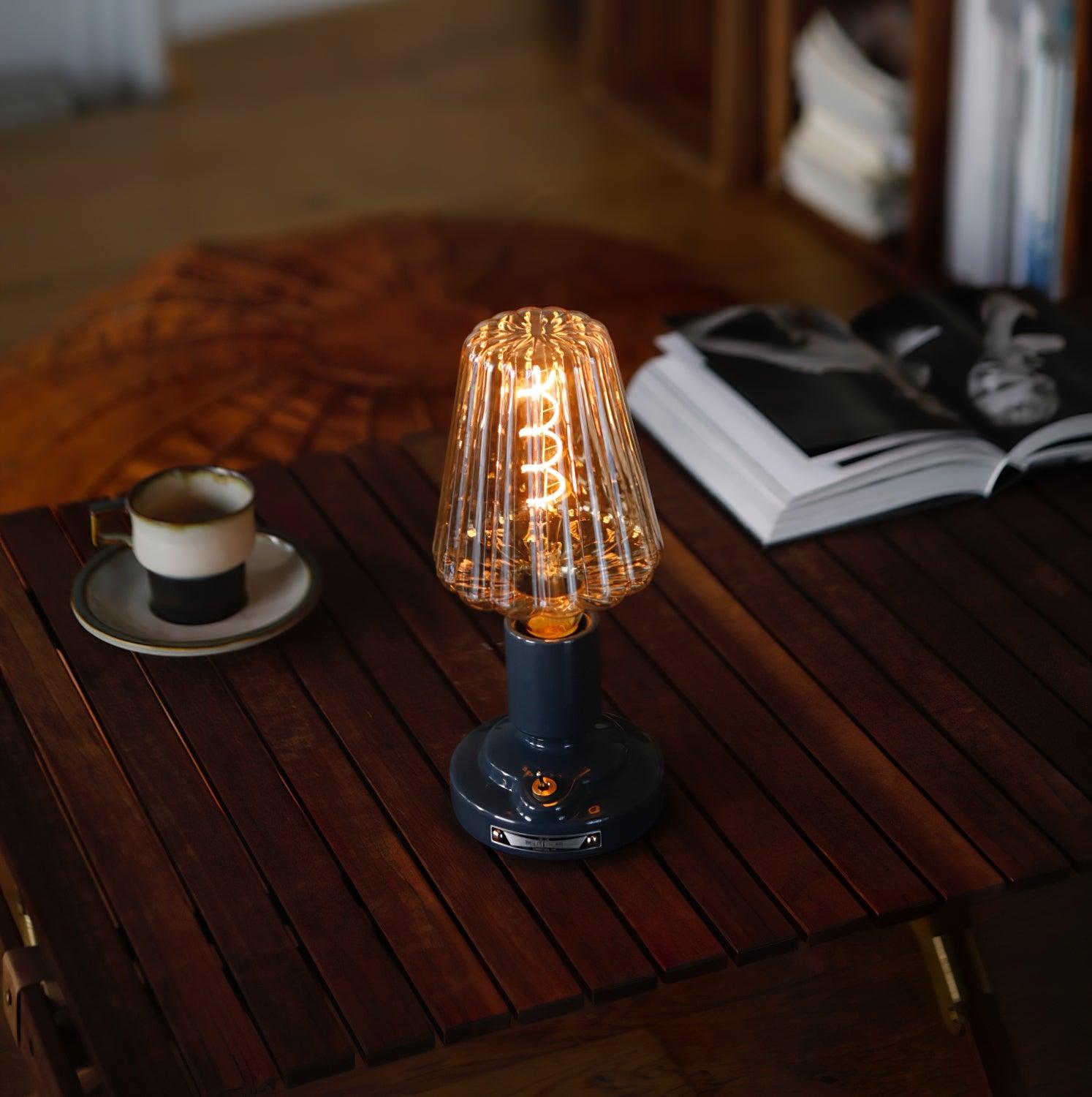 Portable Pastry Ceramic Table Lamp with Integrated LED and Rechargeable Battery