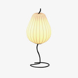 Elegant Silk Fabric Pear Floor Lamp for Living Room with Contemporary Black Metal Base
