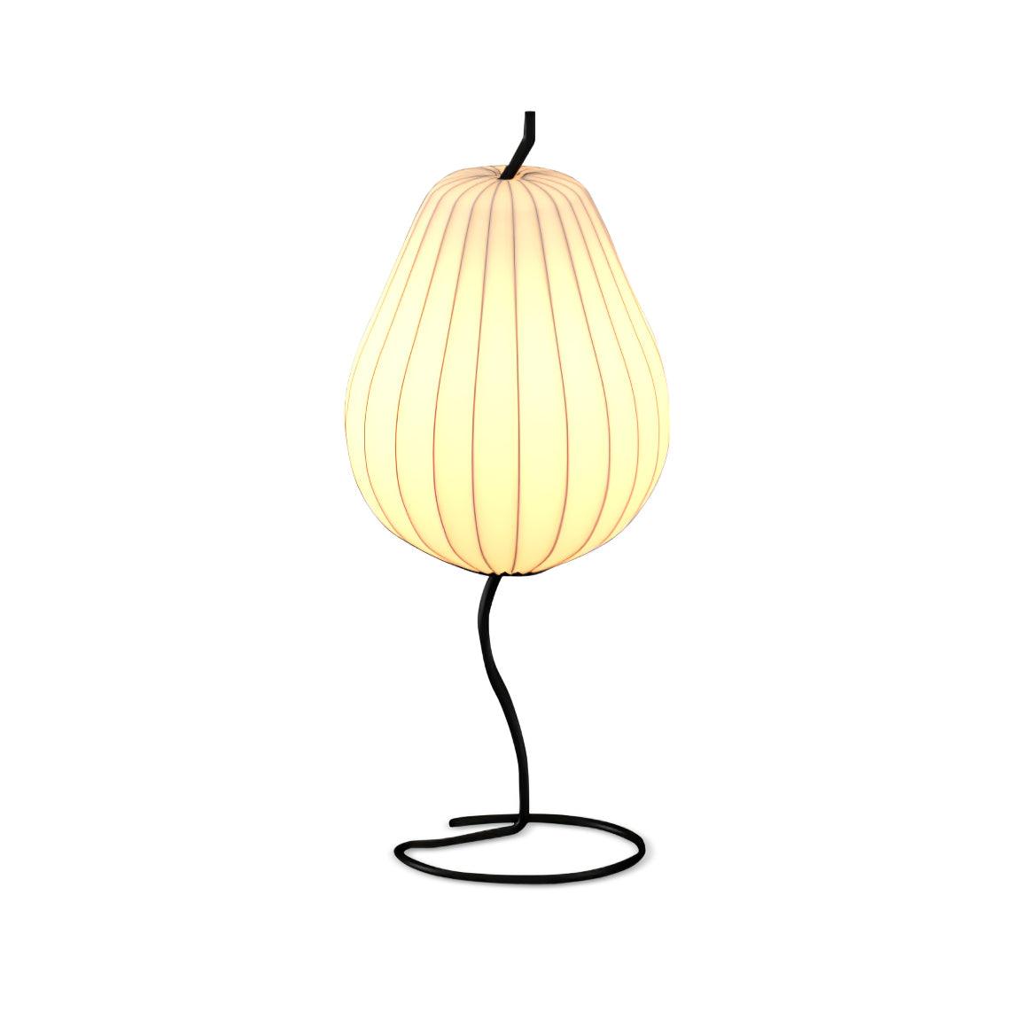 Elegant Silk Fabric Pear Floor Lamp for Living Room with Contemporary Black Metal Base