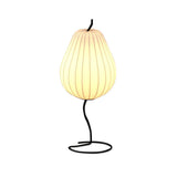 Elegant Silk Fabric Pear Floor Lamp for Living Room with Contemporary Black Metal Base