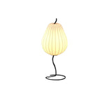 Elegant Silk Fabric Pear Floor Lamp for Living Room with Contemporary Black Metal Base