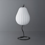 Elegant Silk Fabric Pear Floor Lamp for Living Room with Contemporary Black Metal Base