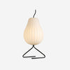 Elegant Silk Fabric Pear Floor Lamp for Living Room with Contemporary Black Metal Base