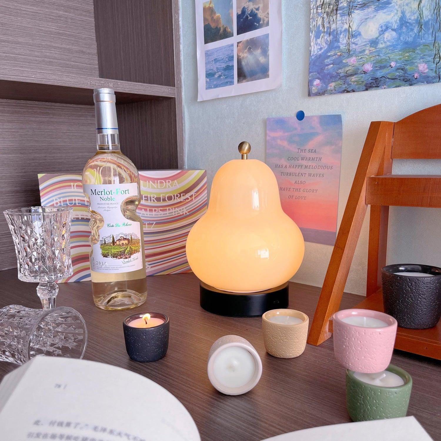 Vintage Inspired Pear Shaped Portable LED Table Lamp with Touch Dimming