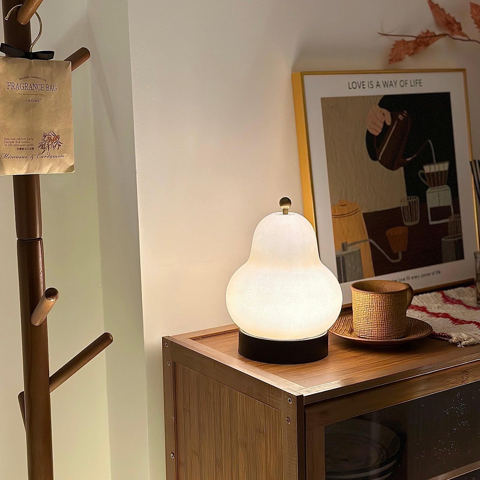 Vintage Inspired Pear Shaped Portable LED Table Lamp with Touch Dimming