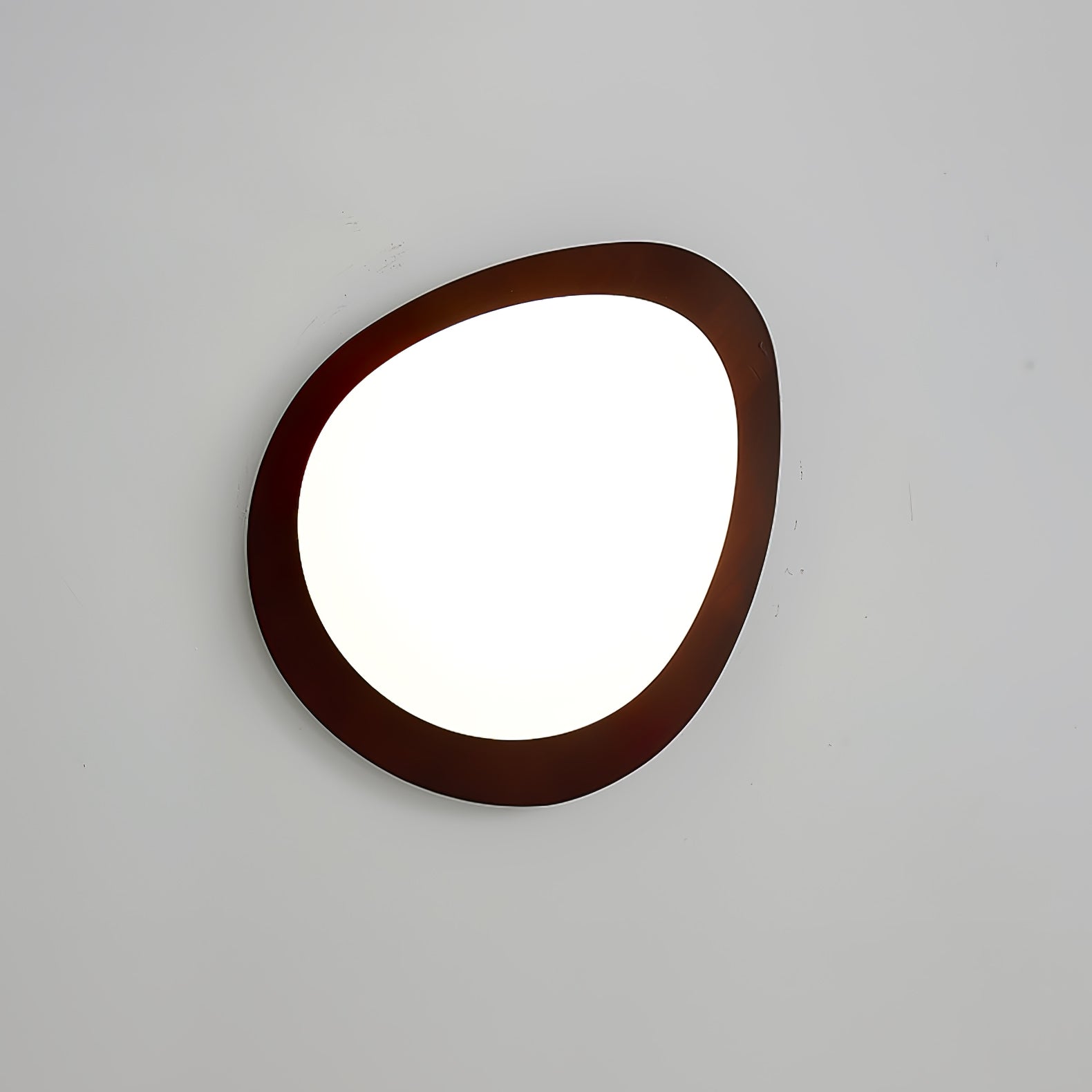 Mid Century Modern Pebble Walnut LED Ceiling Light Fixture with Adjustable Color Temperature