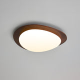 Mid Century Modern Pebble Walnut LED Ceiling Light Fixture with Adjustable Color Temperature