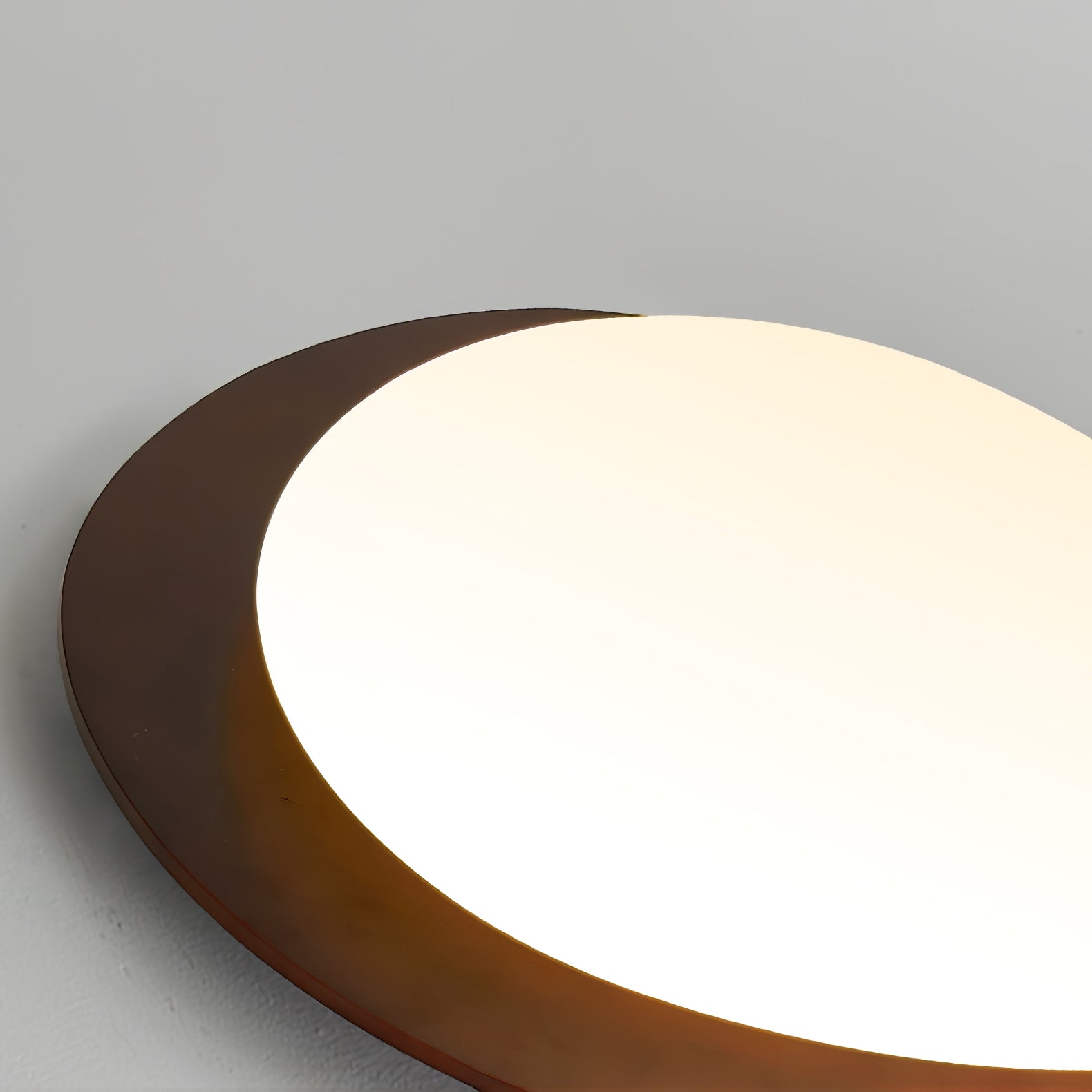 Mid Century Modern Pebble Walnut LED Ceiling Light Fixture with Adjustable Color Temperature