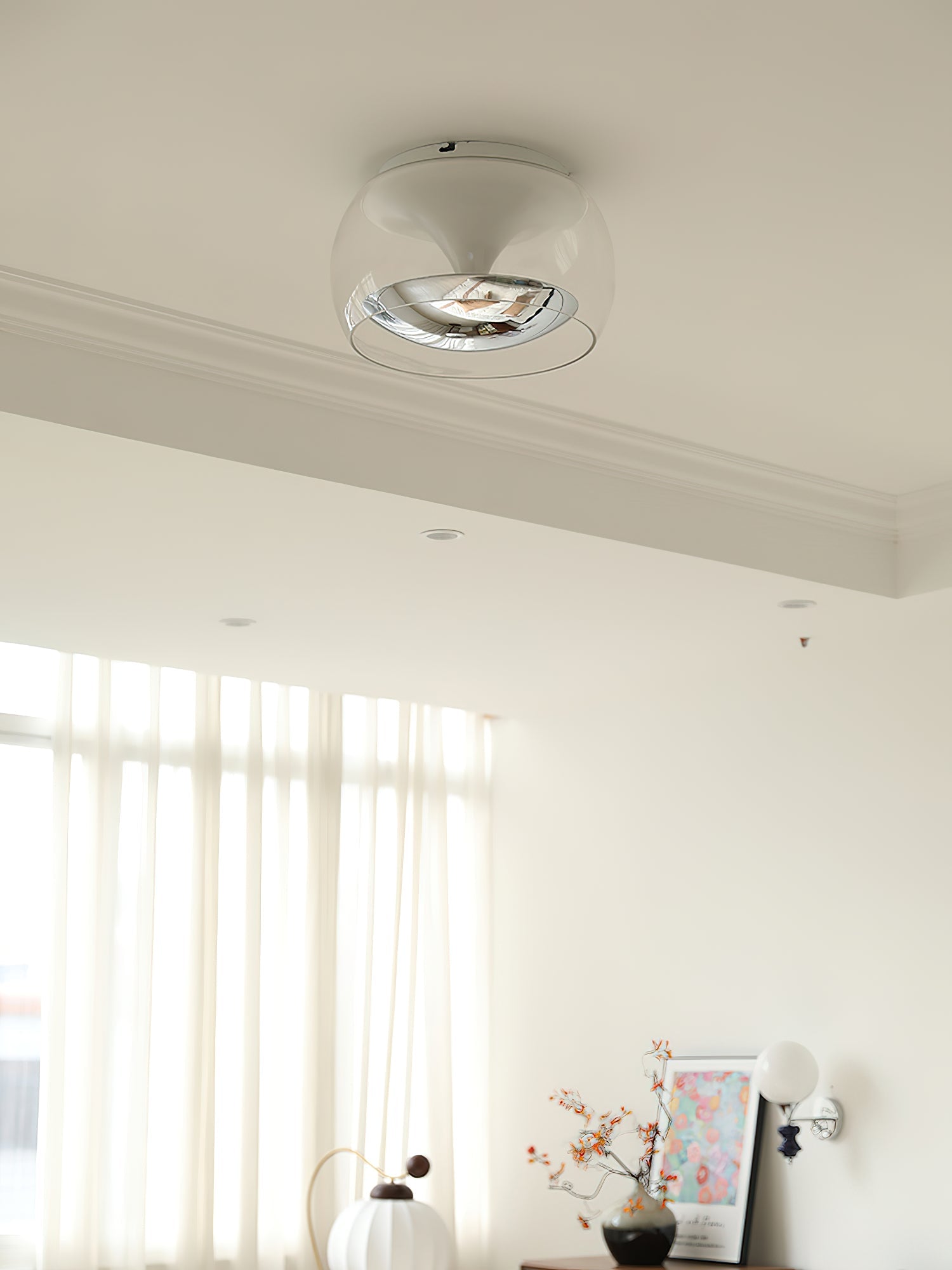 Modern Glass Pendulum Flush Mount Ceiling Light with Integrated LED Concentric Rings