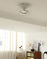 Modern Glass Pendulum Flush Mount Ceiling Light with Integrated LED Concentric Rings