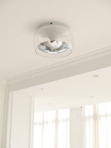Modern Glass Pendulum Flush Mount Ceiling Light with Integrated LED Concentric Rings