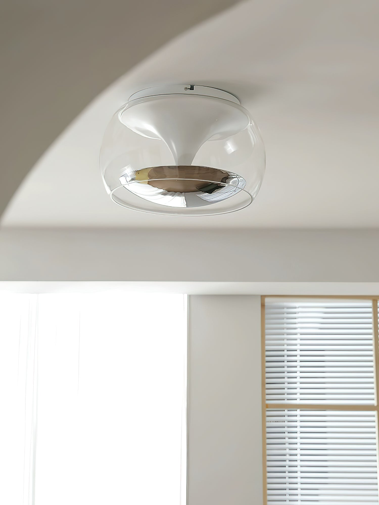 Modern Glass Pendulum Flush Mount Ceiling Light with Integrated LED Concentric Rings