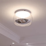 Modern Glass Pendulum Flush Mount Ceiling Light with Integrated LED Concentric Rings