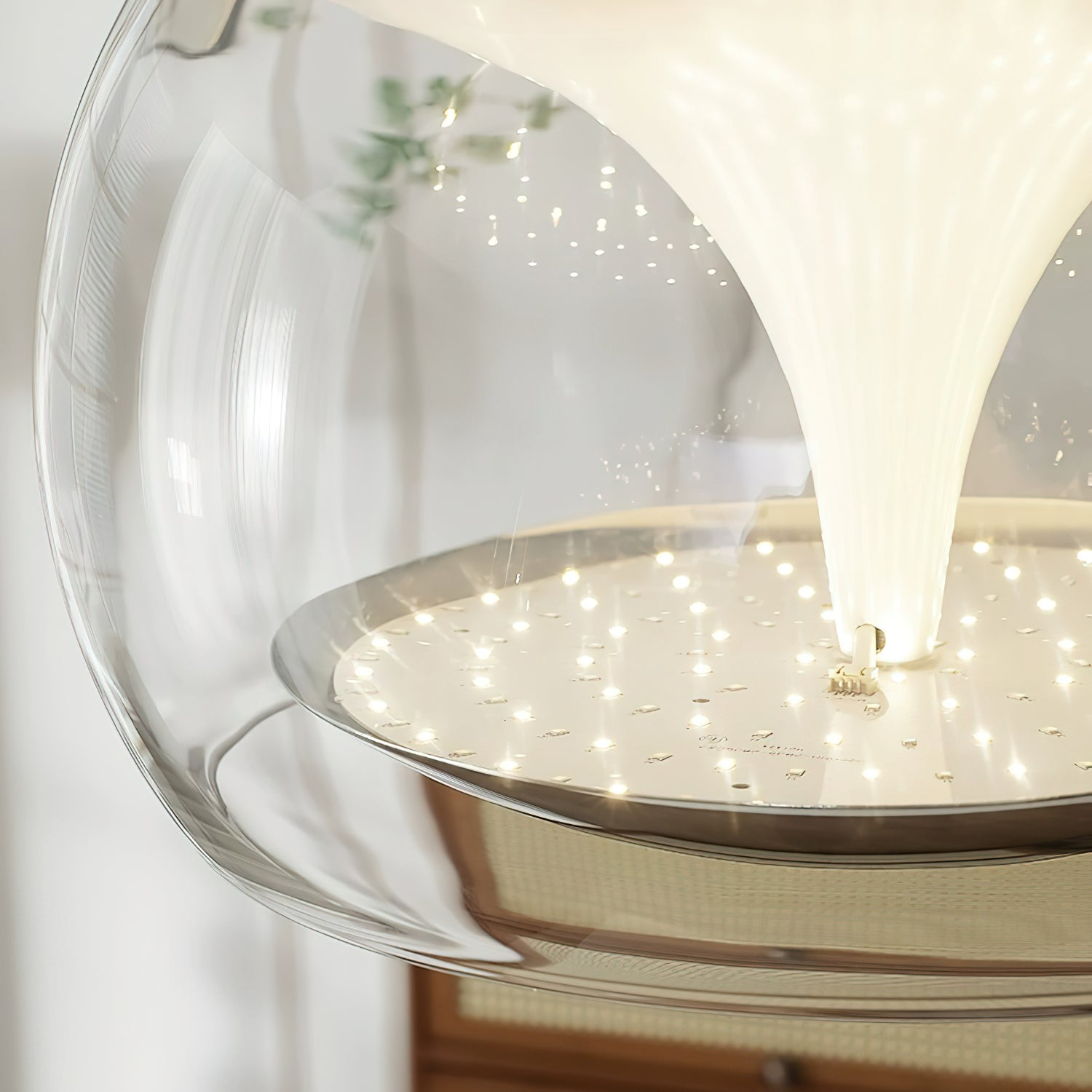 Modern Glass Pendulum Flush Mount Ceiling Light with Integrated LED Concentric Rings