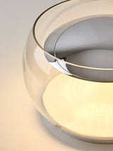 Modern Glass Pendulum Flush Mount Ceiling Light with Integrated LED Concentric Rings