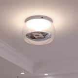 Modern Glass Pendulum Flush Mount Ceiling Light with Integrated LED Concentric Rings