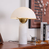 Modern Peono Alabaster Sphere Table Lamp Elegant Glass and Metal Nightstand Light