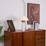 Modern Peono Alabaster Sphere Table Lamp Elegant Glass and Metal Nightstand Light