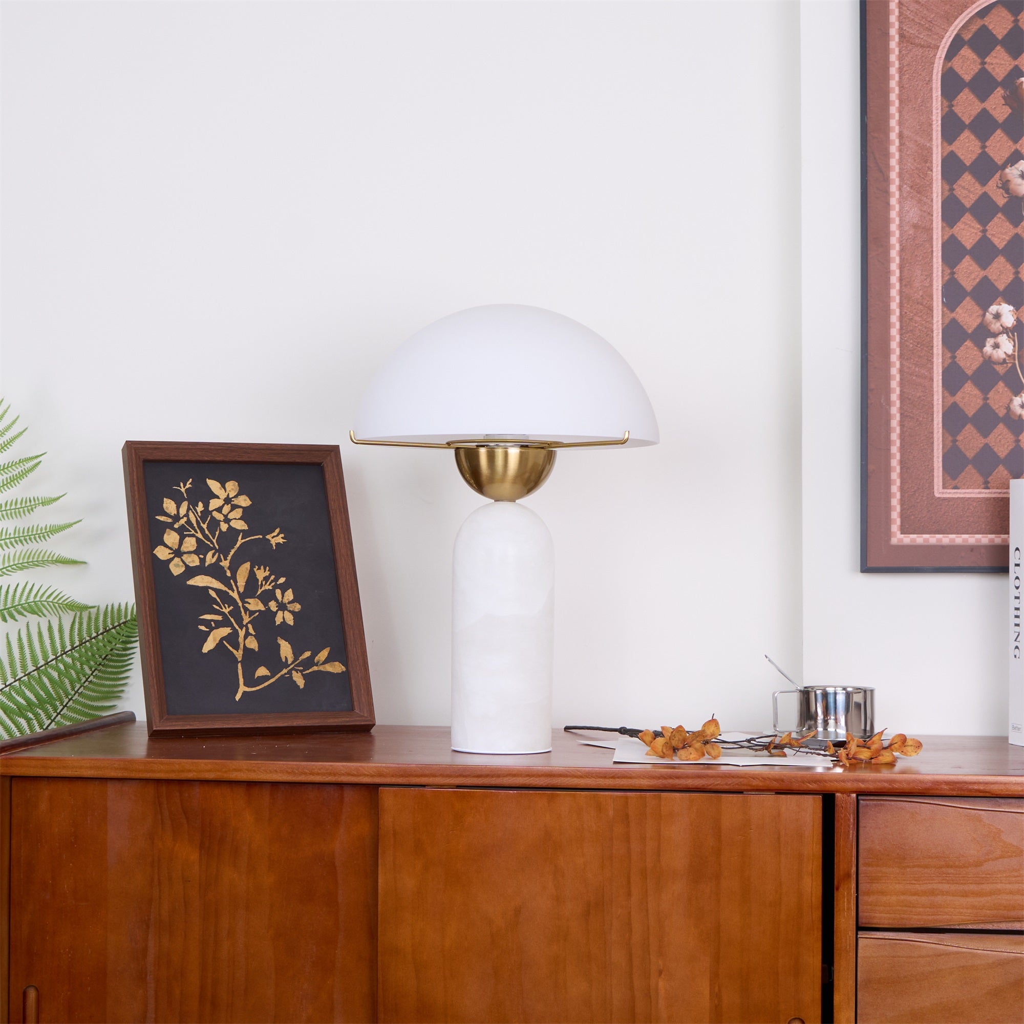 Modern Peono Alabaster Sphere Table Lamp Elegant Glass and Metal Nightstand Light