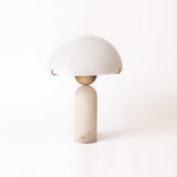 Modern Peono Alabaster Sphere Table Lamp Elegant Glass and Metal Nightstand Light