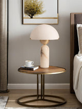 Modern Peono Alabaster Sphere Table Lamp Elegant Glass and Metal Nightstand Light