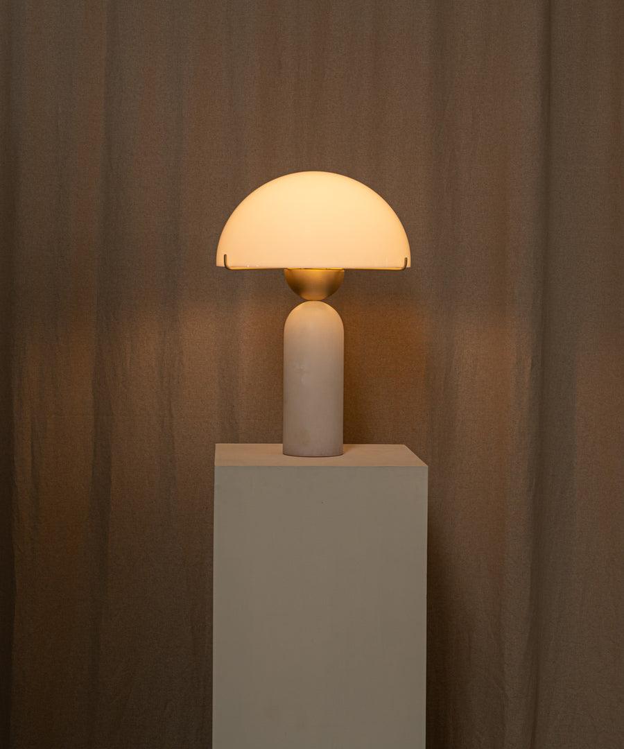 Modern Peono Alabaster Sphere Table Lamp Elegant Glass and Metal Nightstand Light