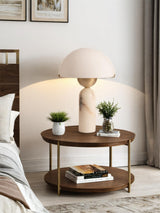 Modern Peono Alabaster Sphere Table Lamp Elegant Glass and Metal Nightstand Light