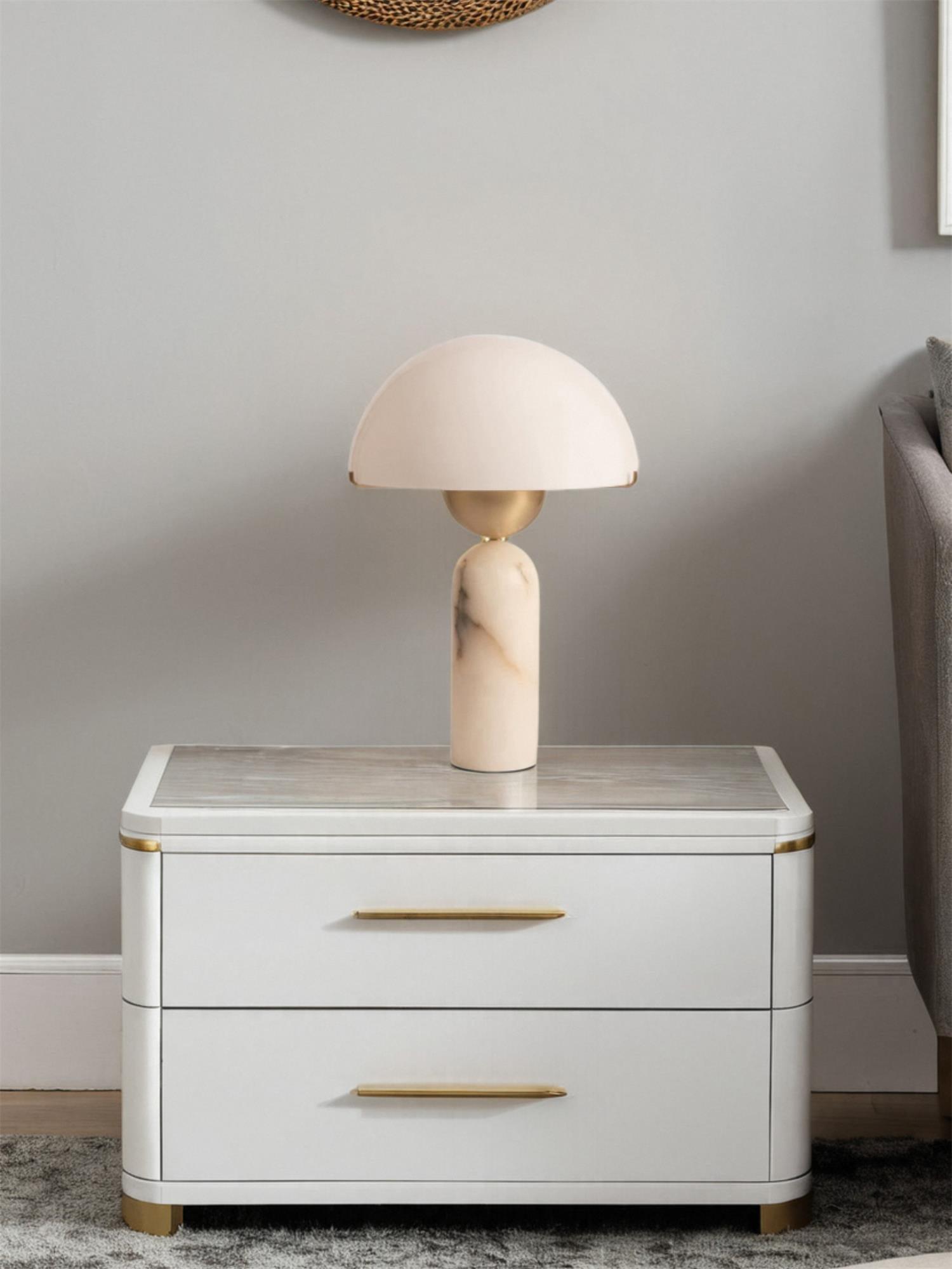 Modern Peono Alabaster Sphere Table Lamp Elegant Glass and Metal Nightstand Light