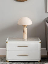 Modern Peono Alabaster Sphere Table Lamp Elegant Glass and Metal Nightstand Light