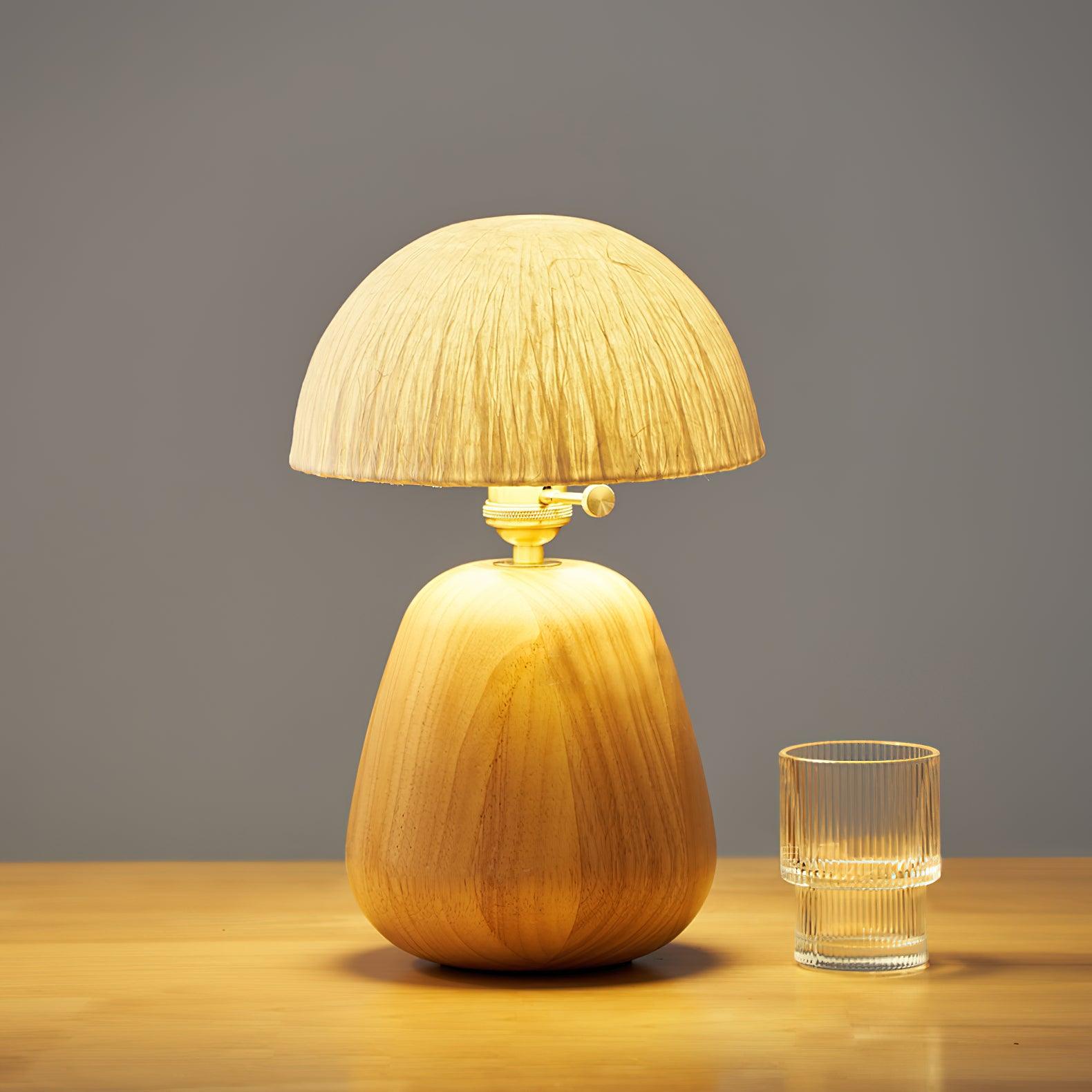 Minimalist Rice Paper Table Lamp Solid Wood Organic Design for Bedroom and Office Desk
