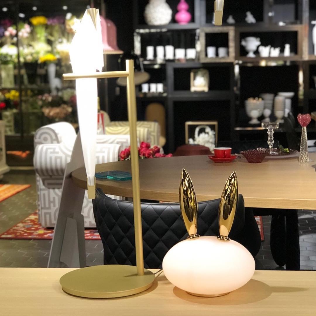 Animal Shaped Glass Table Lamp Modern Owl Rabbit Penguin Gold Bedside Nightstand Light
